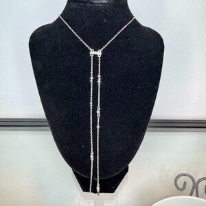 NWT Ettika Bar Double Hang Y Necklace Silver